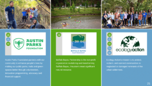 earthshare of texas 2021 impact report members austin parks foundation buffalo bayou foundation ecology action