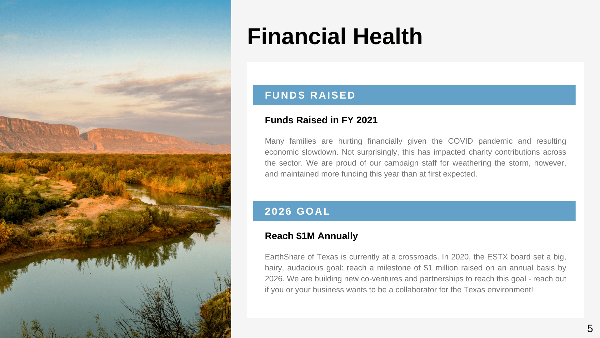 earthshare of texas 2021 impact report financial health