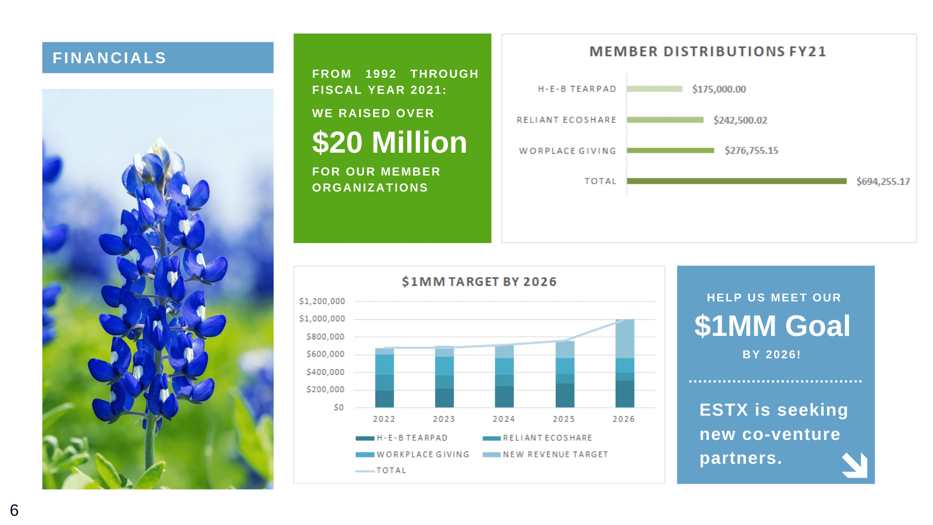 earthshare of texas 2021 impact report financial goals